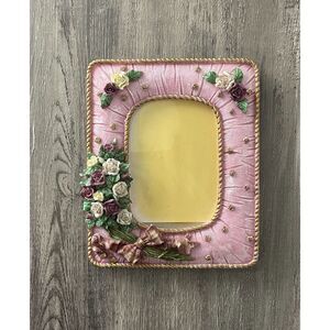 Ganz Floral Resin Picture Frame Pink Roses 5x7 Vintage Style Decor
